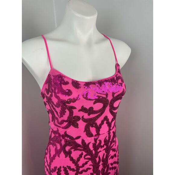 Iris Pink Sparkly Sequined Formal Low Back Evening Prom Dress Large - Picture 2 of 9